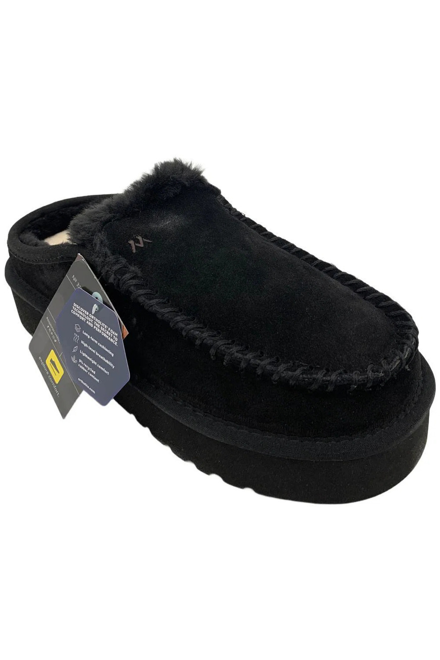 Mykos Women's Cassie Suede Slip-On Platform Mules Black - Medium